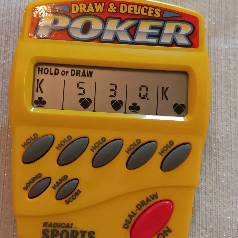 Vintage Radica DRAW & DEUCES Sports Poker Handheld 2-in-1 LCD travel pocket game